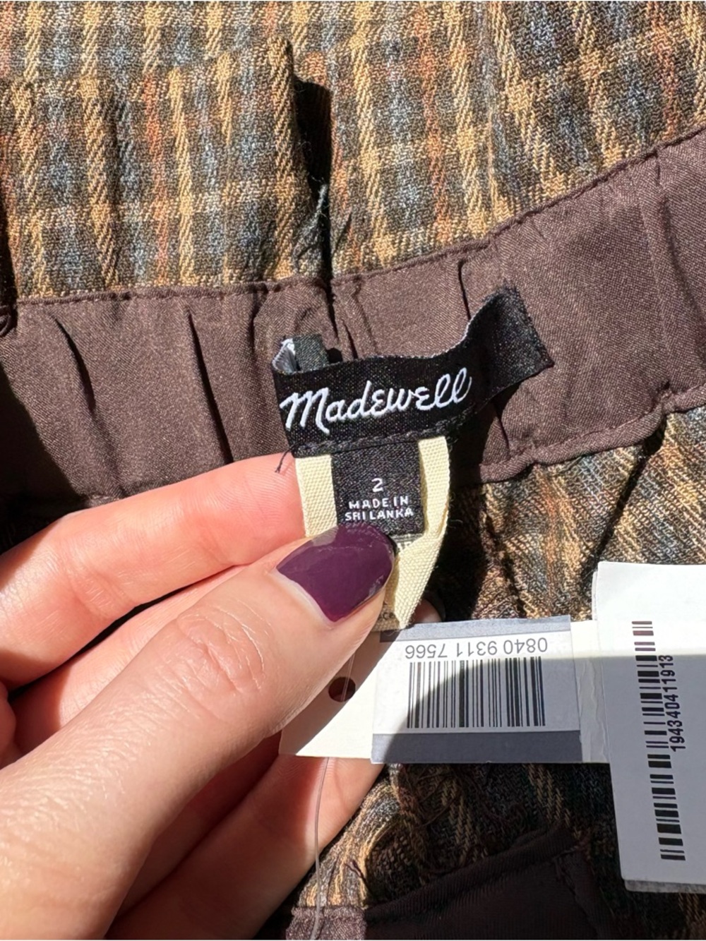 Madewell Brown Plaid High-Rise Trousers in Grove Houndstooth Seed - Picture 5 of 8